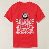 Girl runs on Jesus and Microscopy Tシャツ (デザイン正面)