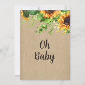 Girl Rustic Sunflower Baby Shower 招待状 (裏面)