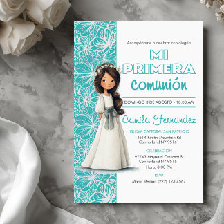 Girl’s First Communion Cute Catholic Religious 招待状
