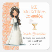 Girl’s First Holy Communion Cute Favors and Gifts スクエアシール (正面)