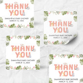 Girl Safari Animal Baby Shower スクエアシール