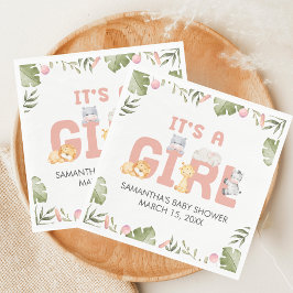 Girl Safari Animal Baby Shower  スタンダードカクテルナプキン