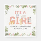 Girl Safari Animal Baby Shower  スタンダードランチョンナプキン (正面)