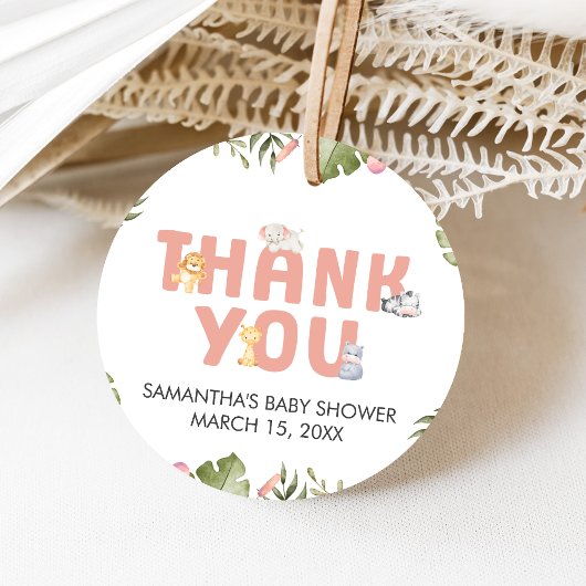 Girl Safari Animal Baby Shower フェイバータグ