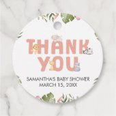 Girl Safari Animal Baby Shower フェイバータグ (正面)