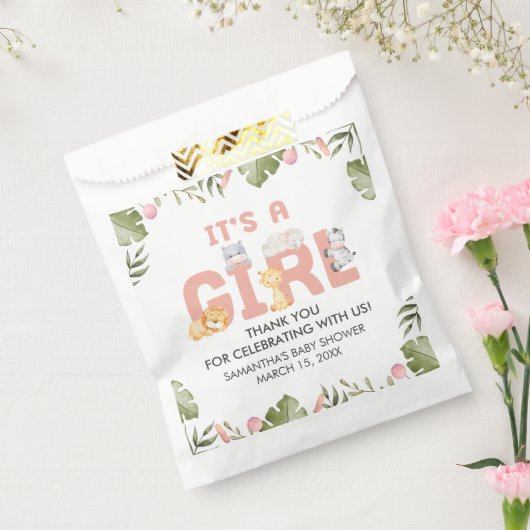 Girl Safari Animal Baby Shower  フェイバーバッグ (封をした状態)