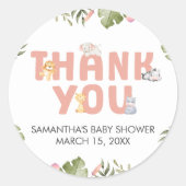 Girl Safari Animal Baby Shower  ラウンドシール (正面)