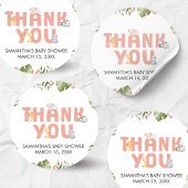 Girl Safari Animal Baby Shower  ラウンドシール