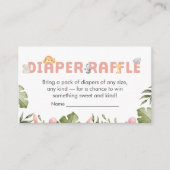 Girl Safari Animal Baby Shower Diaper Raffle エンクロージャーカード (正面)