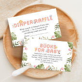 Girl Safari Animal Baby Shower Diaper Raffle エンクロージャーカード