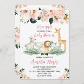 Girl Safari Baby Shower 招待状 (正面/裏面)