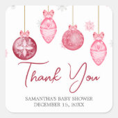 Girl Santa Baby Christmas Baby Shower スクエアシール (正面)
