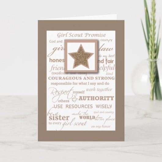 Girl Scout Bronze賞星付き祝賀 カード (正面)
