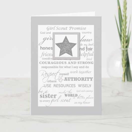 Girl Scout Silver Award星付き祝賀 カード (正面)