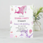 Girl shark birthday invitation 招待状 (スタンド正面)
