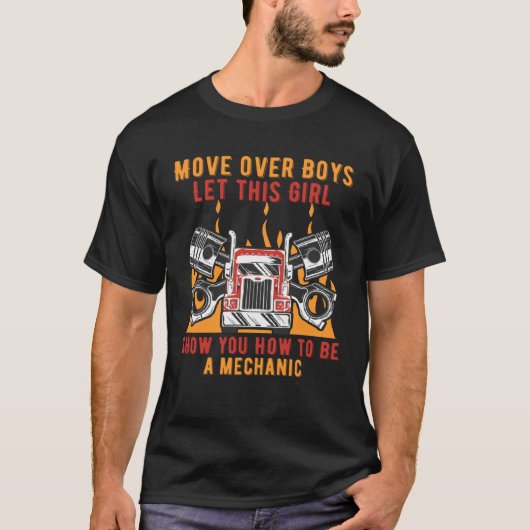 Girl Show How to Be a Mechanic Car Car Repair Auto Tシャツ (正面)