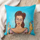 Girl showing Sign OK装飾用クッション クッション (ブランケット)