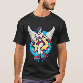 Girl Skating Wings Roller Derby Tシャツ (正面)