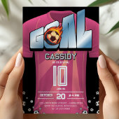 Girl Soccer Shirt Birthday Party Invitation 招待状
