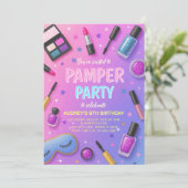 Girl Spa Pamper Party Birthday Invitation 招待状 (スタンド正面)
