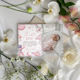 Girl Space Photo Thank You Card 招待状