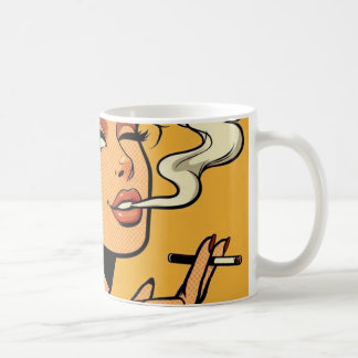 Girl Stoner | Comic book pop art | Smoking lovers コーヒーマグカップ