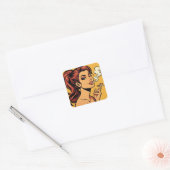 Girl Stoner | Comic book pop art | Smoking lovers スクエアシール (封筒)