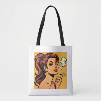 Girl Stoner | Comic book pop art | Smoking lovers トートバッグ
