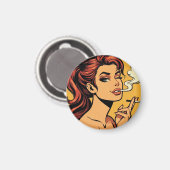 Girl Stoner | Comic book pop art | Smoking lovers マグネット (正面/裏面)