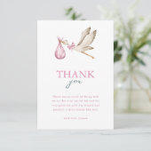 Girl Stork It Takes A Village Winter Baby Shower サンキューカード (スタンド正面)