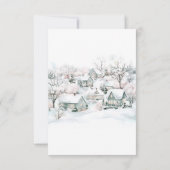 Girl Stork It Takes A Village Winter Baby Shower サンキューカード (裏面)