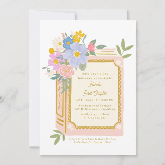 Girl Storybook 1st Birthday Invitation  招待状 (正面)