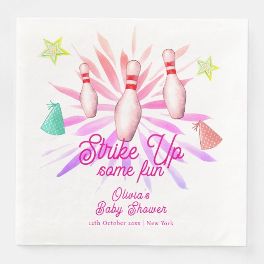 Girl Strike Up Bowling Sport Party Baby Shower (正面)