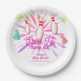 Girl Strike Up Bowling Sport Party Baby Shower ペーパープレート