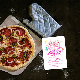 Girl Strike Up Some Fun Bowling Sport Baby Shower 招待状