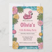 Girl Summer Pool Party Birthday Party 招待状 (正面)