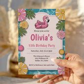 Girl Summer Pool Party Birthday Party 招待状