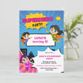 Girl Superhero Birthday Invitation 招待状 (スタンド正面)