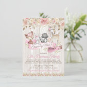 Girl Sweet Woodland Baby Shower By Mail 招待状 (スタンド正面)