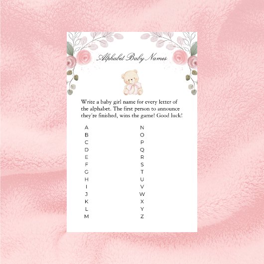 Girl Teddy Bear Baby Names Baby Shower Game
