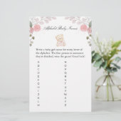 Girl Teddy Bear Baby Names Baby Shower Game (スタンド正面)