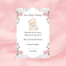 Girl Teddy Bear Birthday Guess Baby Shower Game