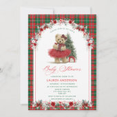 Girl Teddy Bear Vintage Luxury Baby Shower 招待状 (正面)