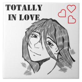 Girl totally in love lineart  タイル