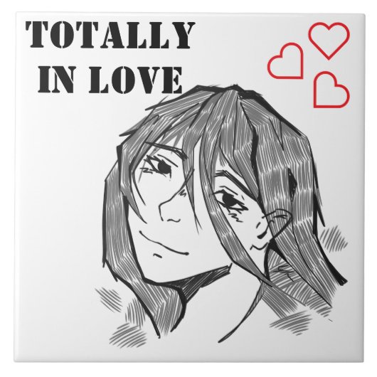 Girl totally in love lineart  タイル (正面)