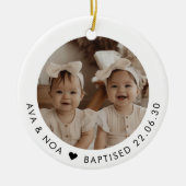 Girl Twins Baptism Photo Keepsake セラミックオーナメント (正面)