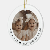 Girl Twins Baptism Photo Keepsake セラミックオーナメント (左)
