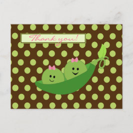 Girl Twins Peas in a Pod Baby Shower ポストカード