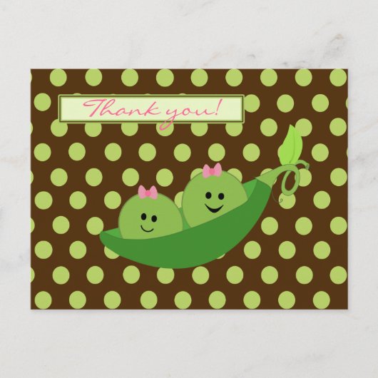 Girl Twins Peas in a Pod Baby Shower ポストカード (正面)