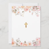 Girl Twins Pink Blossom Floral Rosary First Holy C 招待状 (裏面)